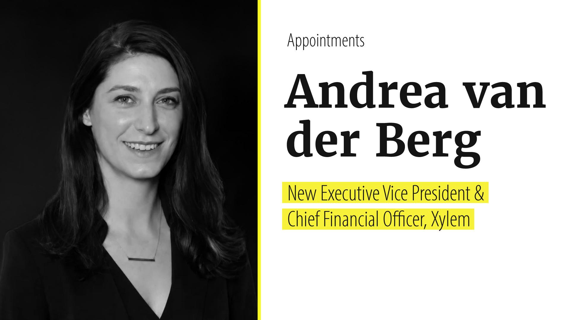 Xylem appoints Andrea van der Berg as New Chief Financial Officer
