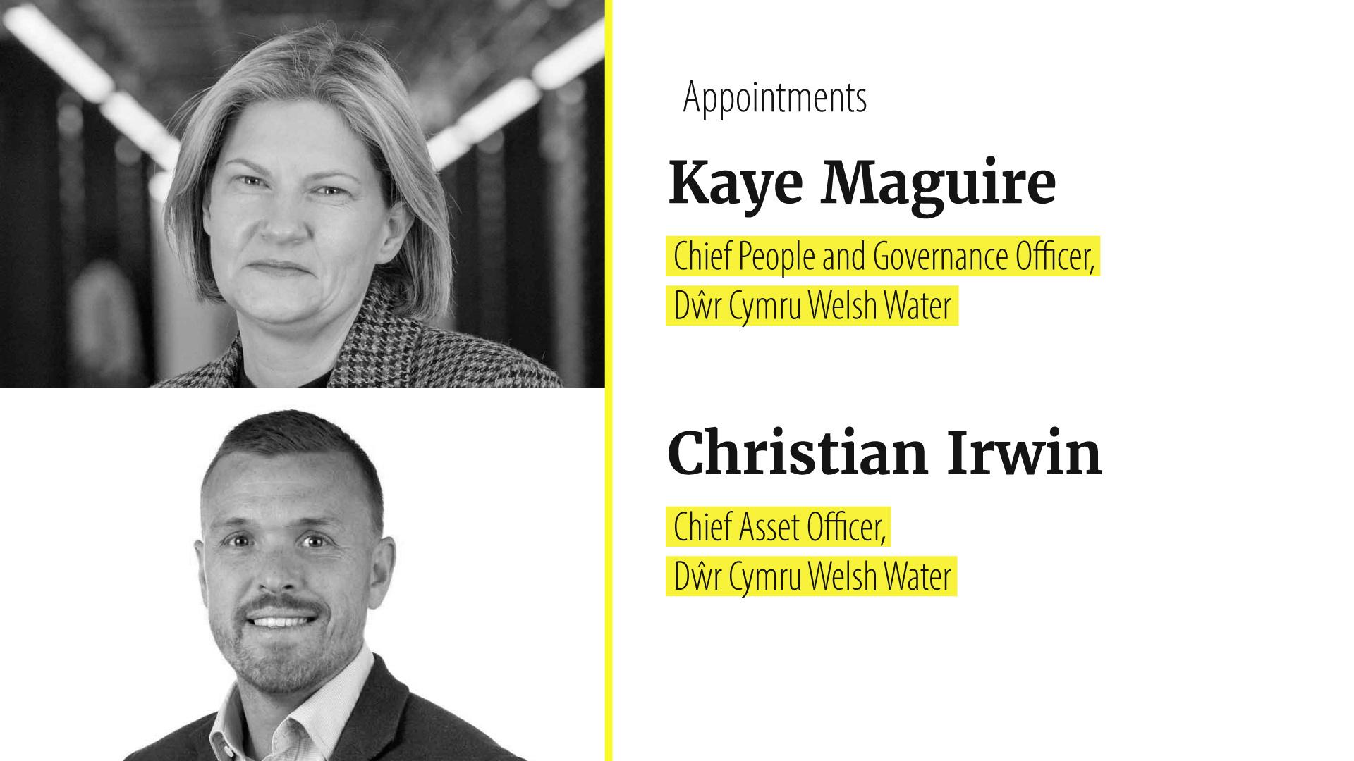 Dŵr Cymru Welsh Water names two executives for people and asset roles